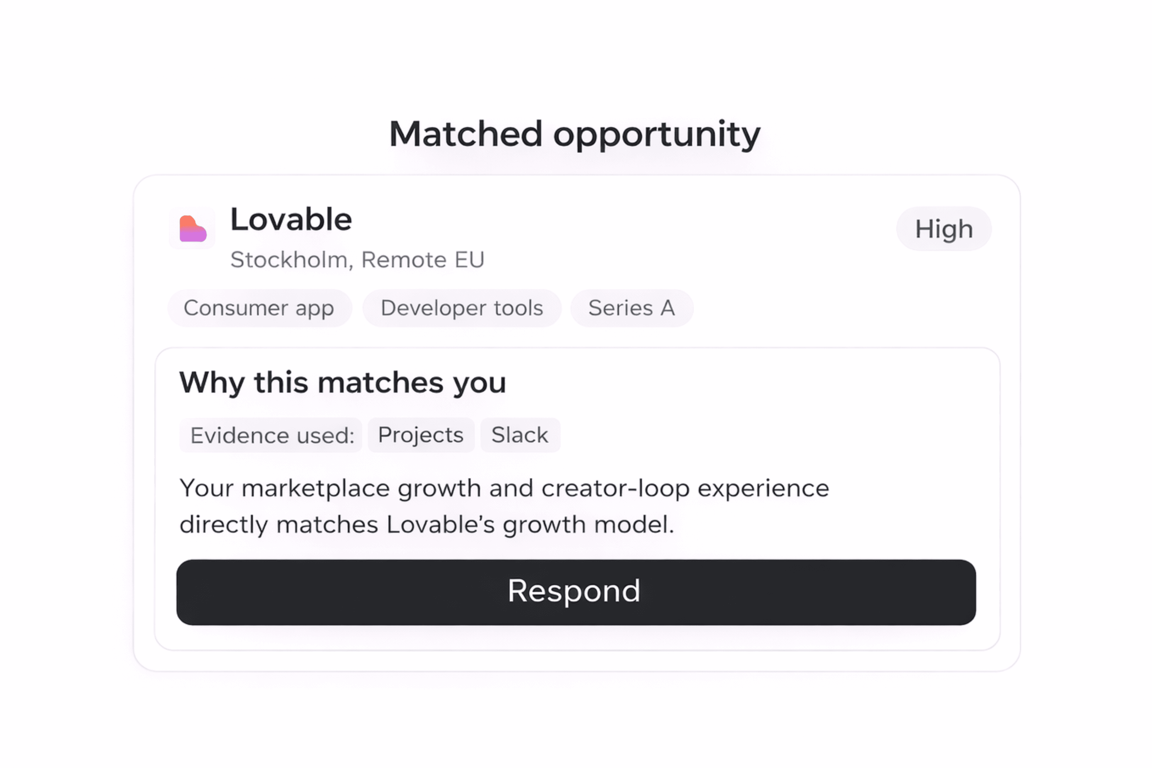 Get matched with proof